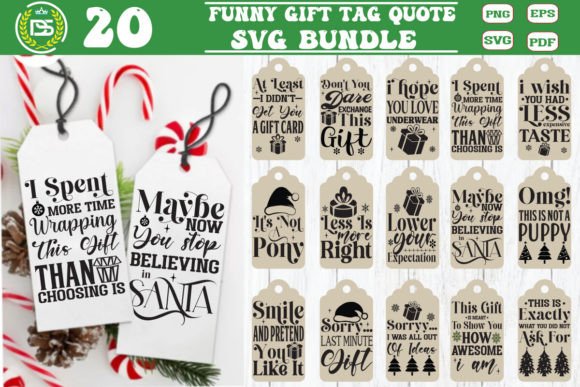 Funny Christmas Gift Tags SVG for Crafts and Graphics