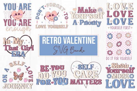 Retro Self Love Quote SVG Bundle for Crafts and Graphics